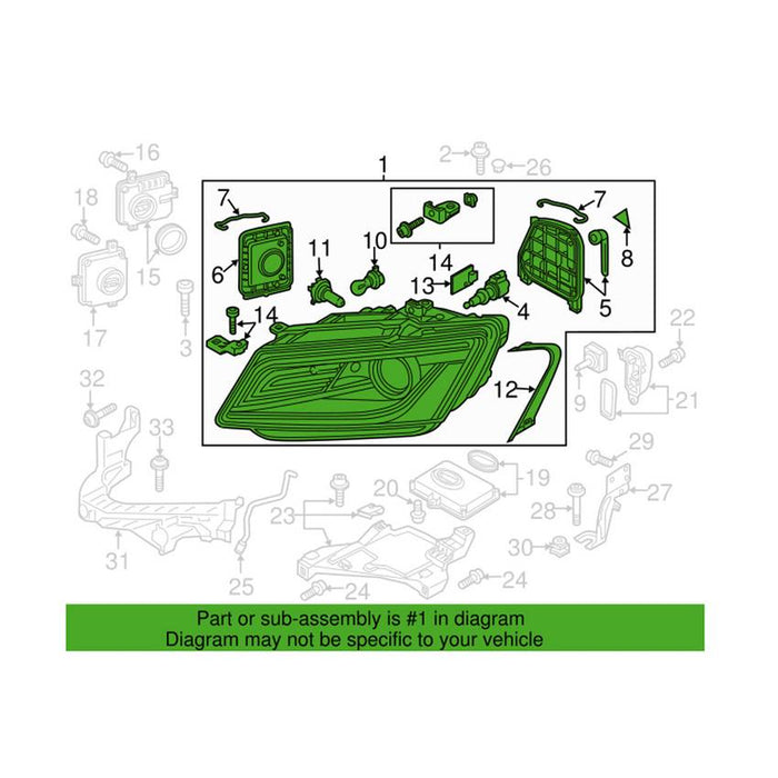 Genuine VW/Audi Headlight Assembly – Passenger Side (Xenon) (Adaptive) 8R0941754E
