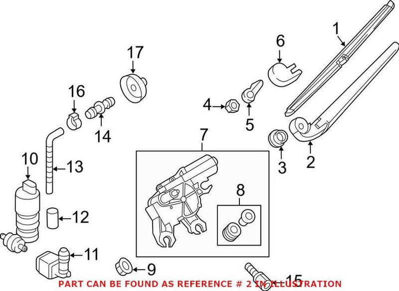 Windshield Wiper Arm – Rear