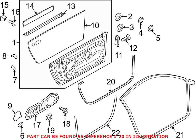 Genuine VW/Audi Door Seal – Front Outer 8S0837911A