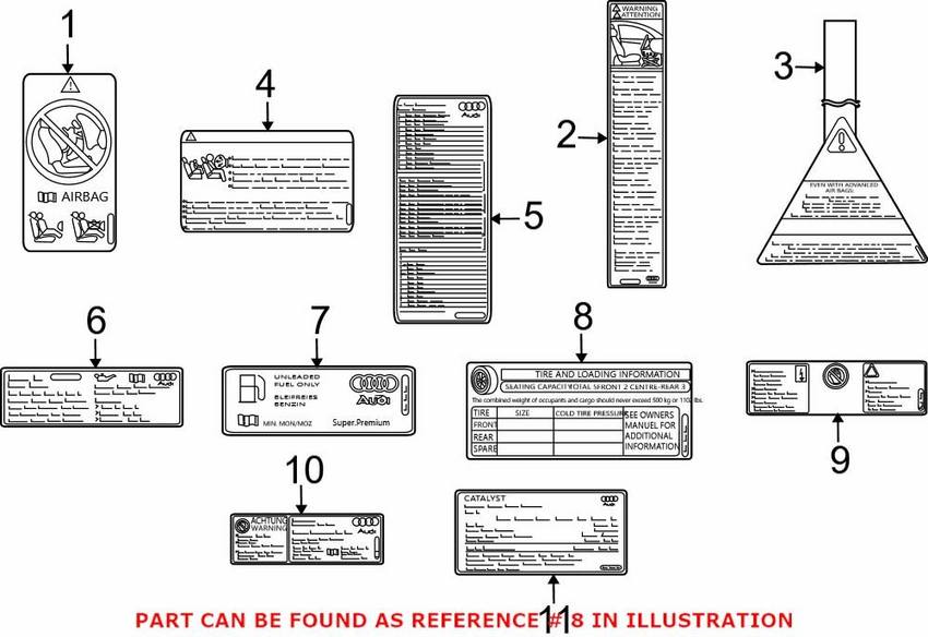 Genuine VW/Audi Tire Label 8T0010502KA
