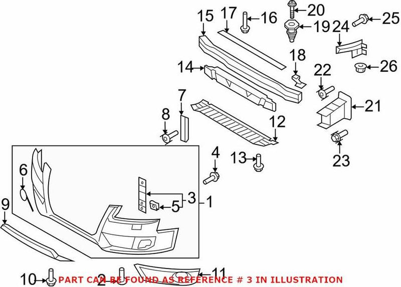 Genuine VW/Audi Bumper Cover Support Rail – Front Passenger Side 8T0807278
