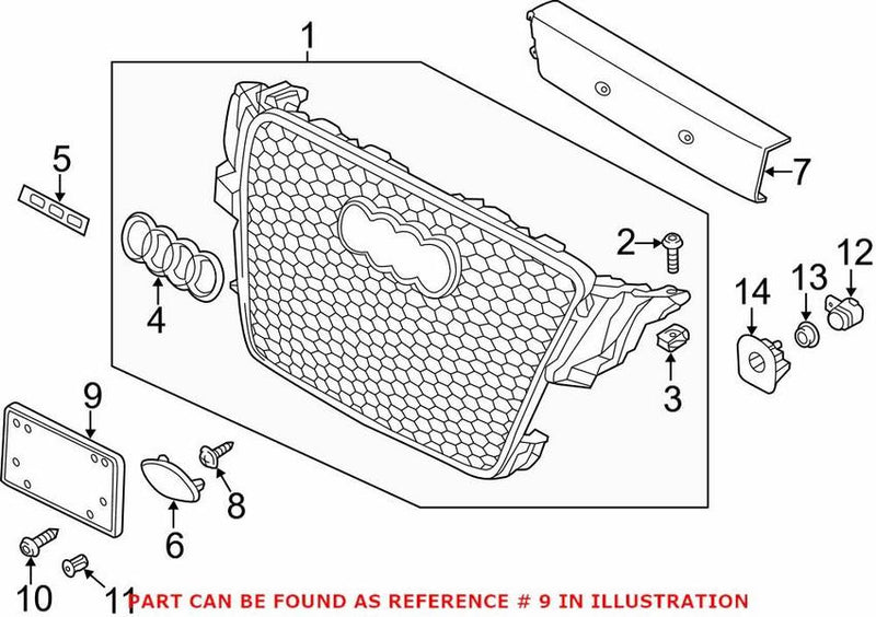 Genuine VW/Audi License Plate Bracket – Front 8T0807285MT94