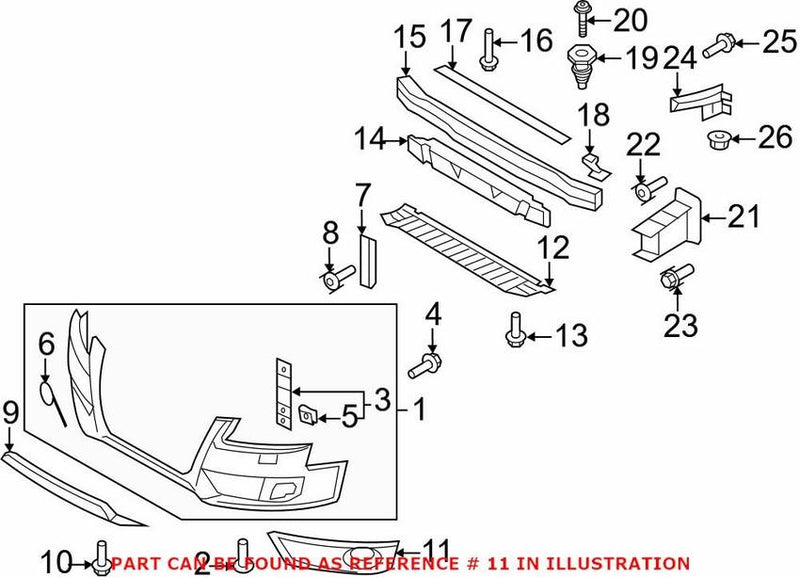 Genuine VW/Audi Grille – Front Driver Side 8T0807681B01C