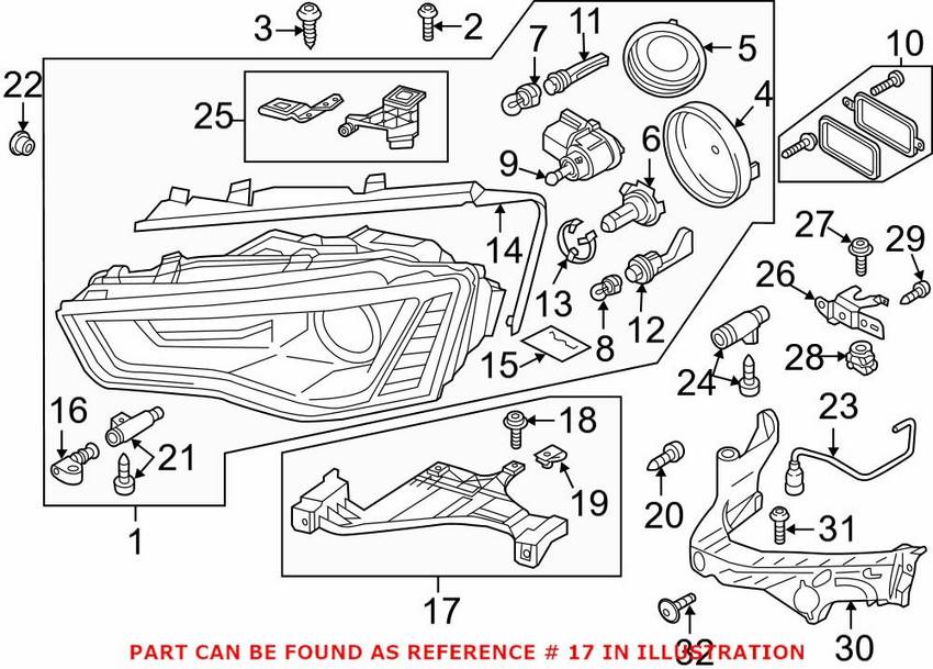 Genuine VW/Audi Headlight Bracket – Driver Side 8T0941453D
