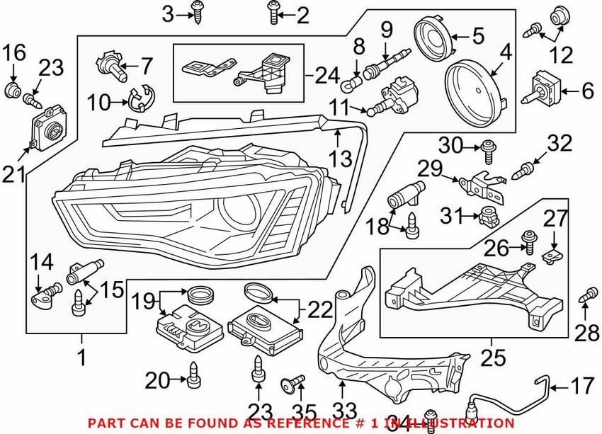 Genuine VW/Audi Headlight Assembly – Front Driver Side 8T0941753E