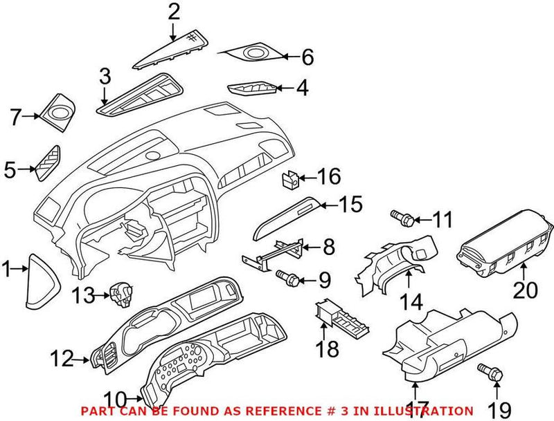 Genuine VW/Audi Windshield Defroster Nozzle 8T1819635A6PS