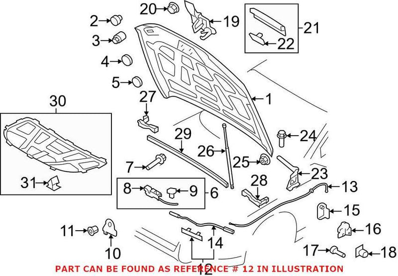 Genuine VW/Audi Hood Release Cable – Front 8T1823531C