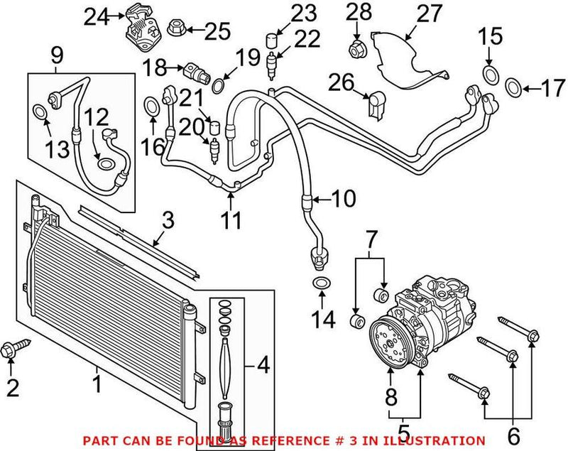 Genuine VW/Audi A/C Condenser Seal 8U0121230D