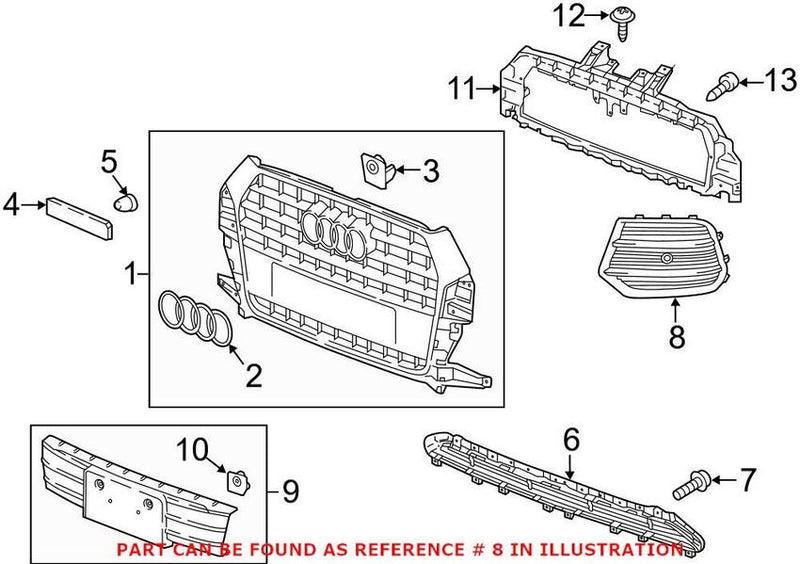 Genuine VW/Audi Grille – Front Driver Side Lower 8U0807681Q4U8