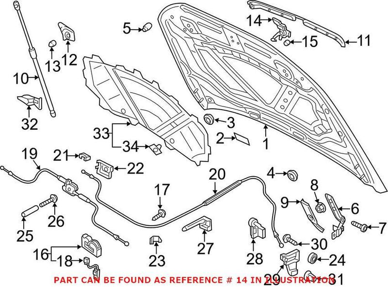 Genuine VW/Audi Hood Safety Catch 8U0823480C