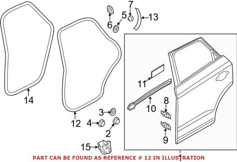 Genuine VW/Audi Door Seal – Rear Driver Side Outer 8U0839911B