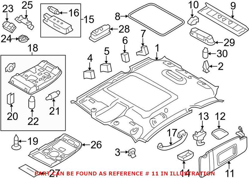 Genuine VW/Audi Sun Visor – Driver Side 8U0857551FFT9