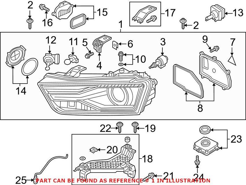 Genuine VW/Audi Headlight Assembly – Front Driver Side 8U0941043E