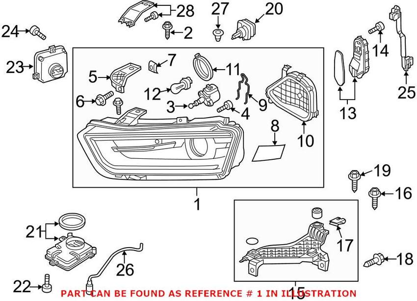 Genuine VW/Audi Headlight Assembly – Front Driver Side 8U0941043F