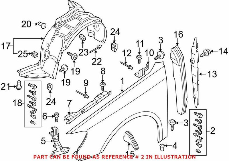 Genuine VW/Audi Fender Hardware Kit 8V0098625A