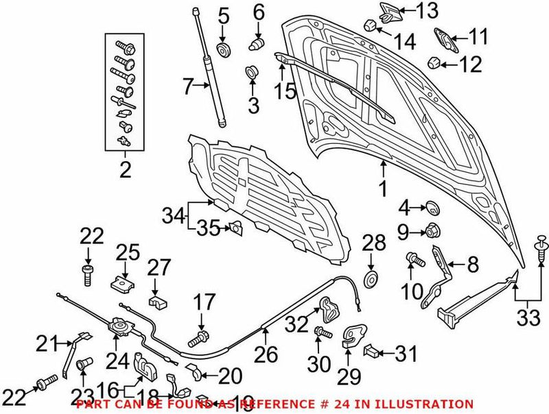 Genuine VW/Audi Hood Release Cable – Front 8V0823531A