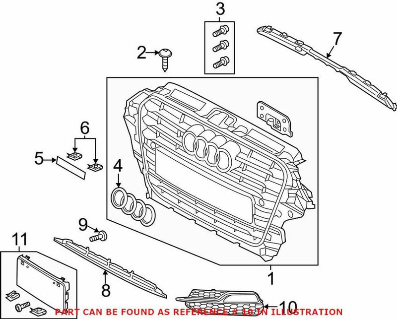 Genuine VW/Audi Grille – Front Passenger Side 8V3807682K9B9