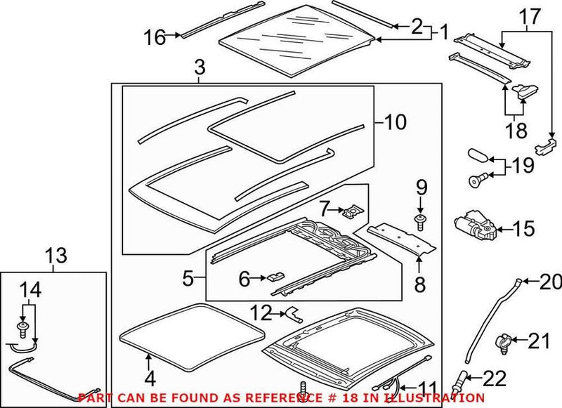 VW Sunroof Cover Bracket 8V3877355B
