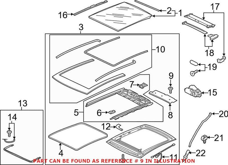 VW Sunroof Cover Hardware Kit 8V3898803B