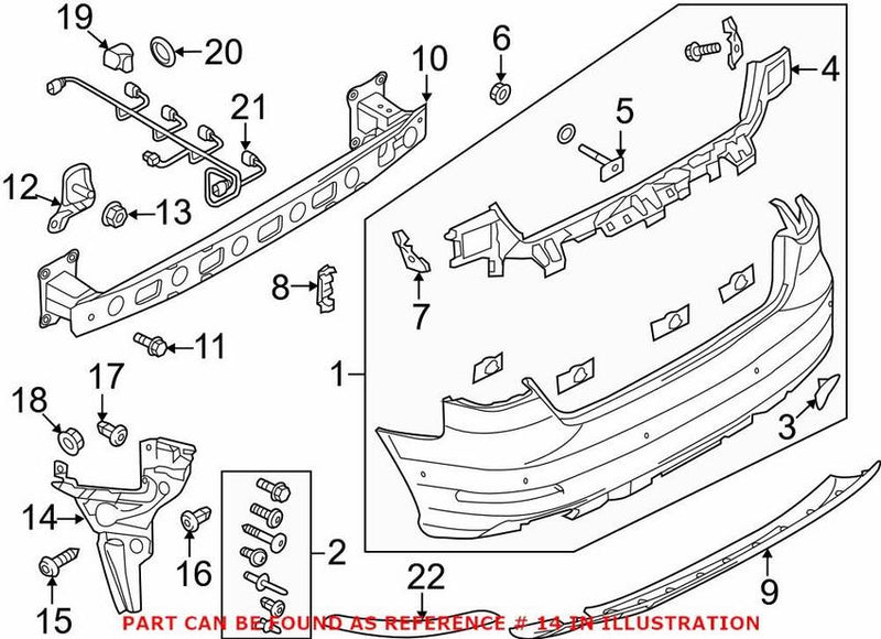 Genuine VW/Audi Bumper Cover Support Rail – Rear Passenger Side 8V4807378A