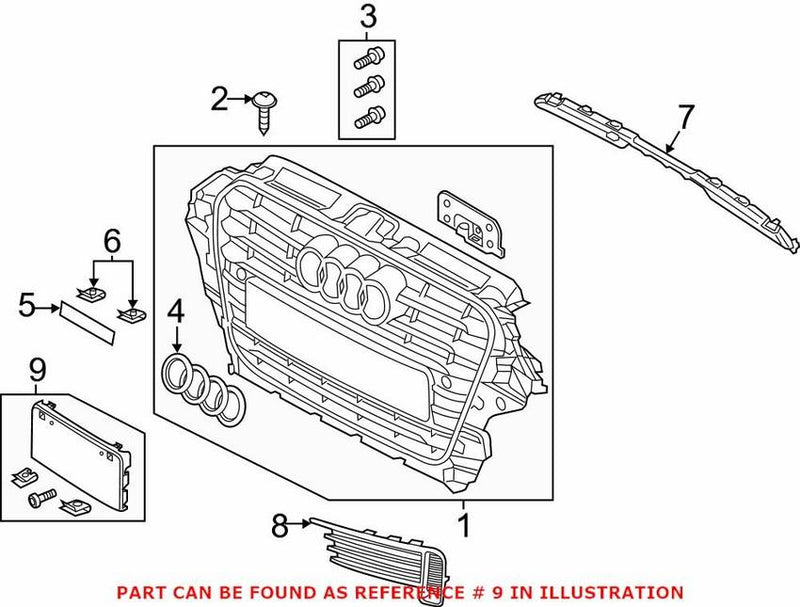Genuine VW/Audi License Plate Bracket – Front 8V5807287E1RR