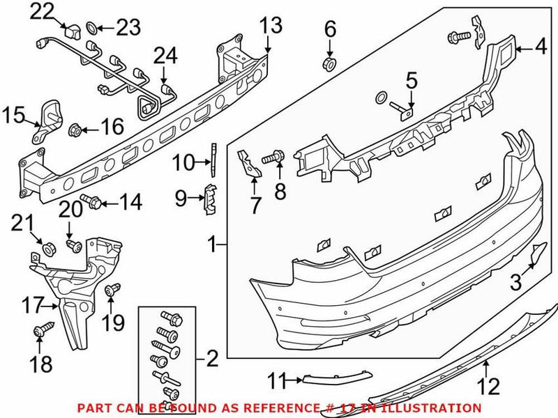 Genuine VW/Audi Bumper Cover Support Rail – Rear Passenger Side 8V5807378