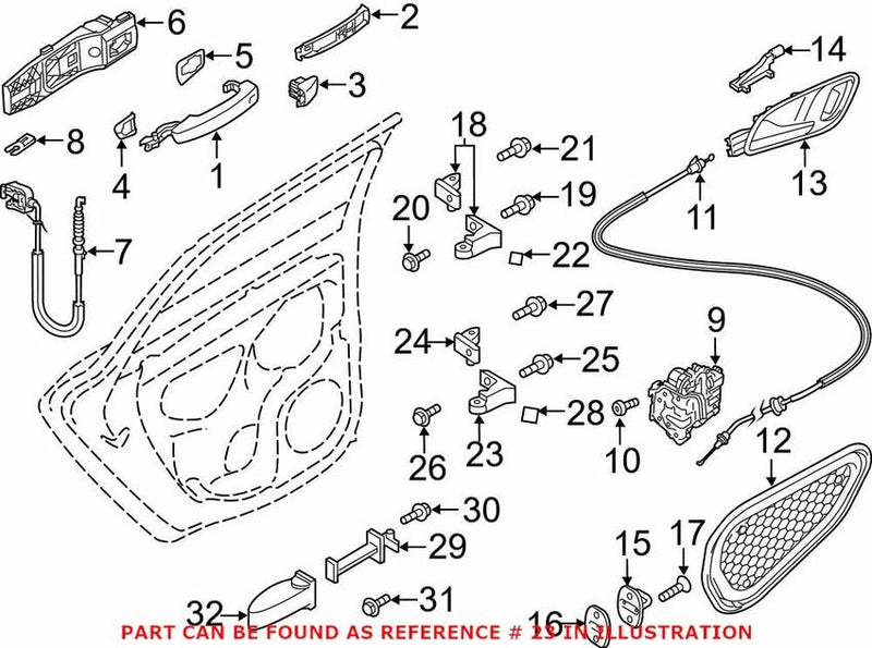 Genuine VW/Audi Door Hinge – Rear Passenger Side Lower Inner 8V5833404B