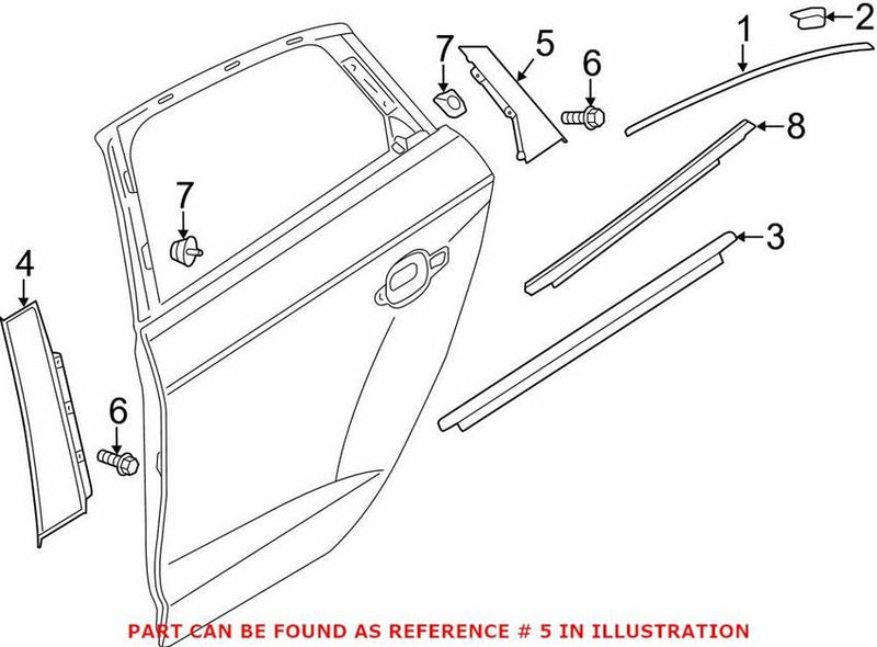 Genuine VW/Audi Door Applique – Rear Passenger Side Rearward 8V5839904B5FQ