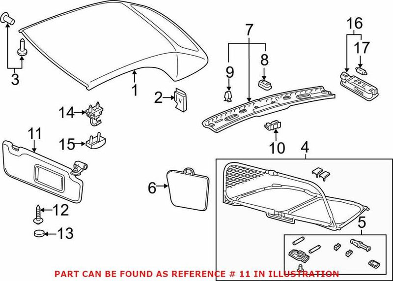 Genuine VW/Audi Sun Visor – Driver Side 8V7857551N24A