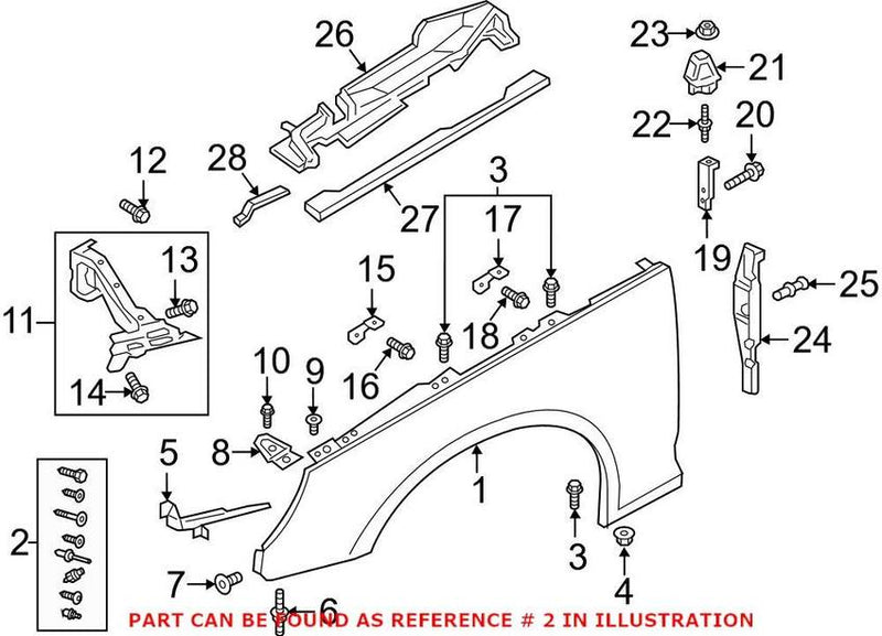 Genuine VW/Audi Fender Hardware Kit 8W0098625 – Genuine VW/Genuine VW/Audi