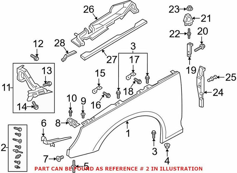 Genuine VW/Audi Fender Hardware Kit 8W0098625A – Genuine VW/Genuine VW/Audi