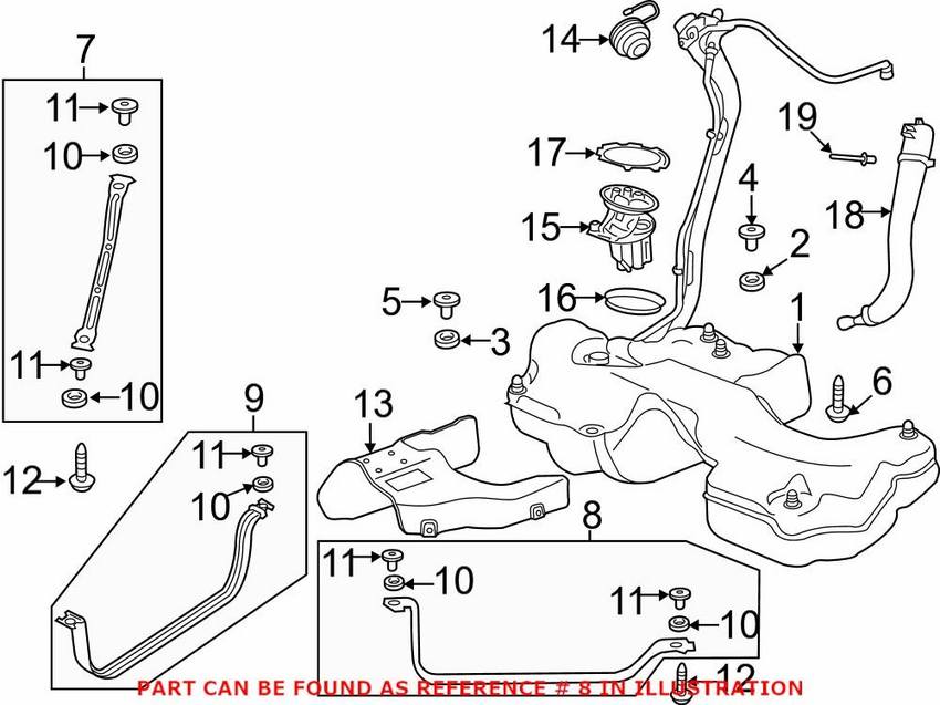 Genuine VW/Audi Fuel Tank Strap – Driver Side 8W0201653G