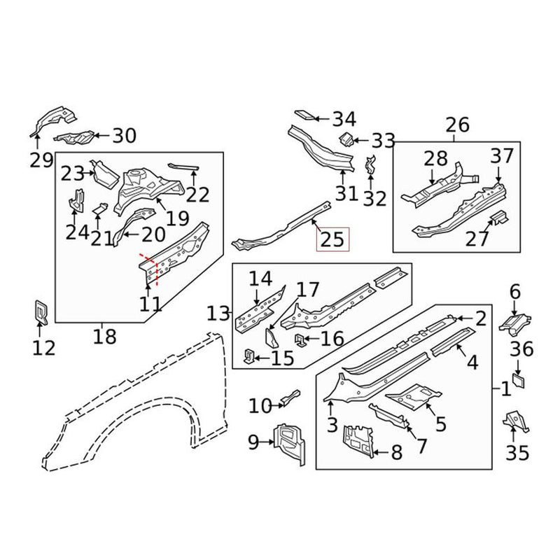 Genuine VW/Audi Filler Plate – Driver Side 8W0805030B