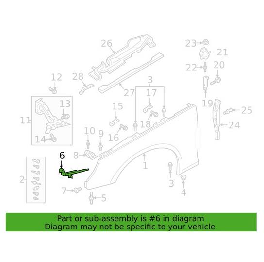 Genuine VW/Audi Fender Retaining Bracket – Front Passenger Side 8W0821092