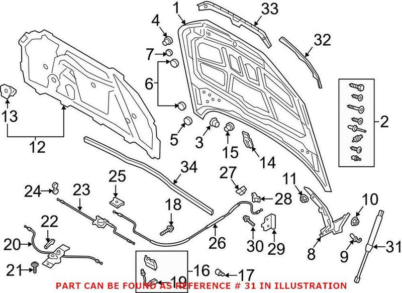 Genuine VW/Audi Hood Lift Support 8W0823359B