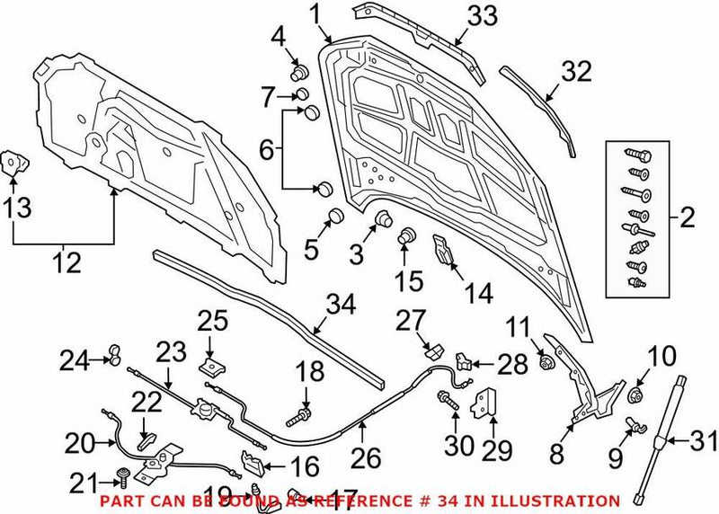 Genuine VW/Audi Hood Seal 8W0823723A