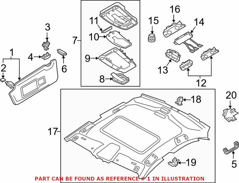 Genuine VW/Audi Sun Visor – Driver Side 8W0857551AARS8