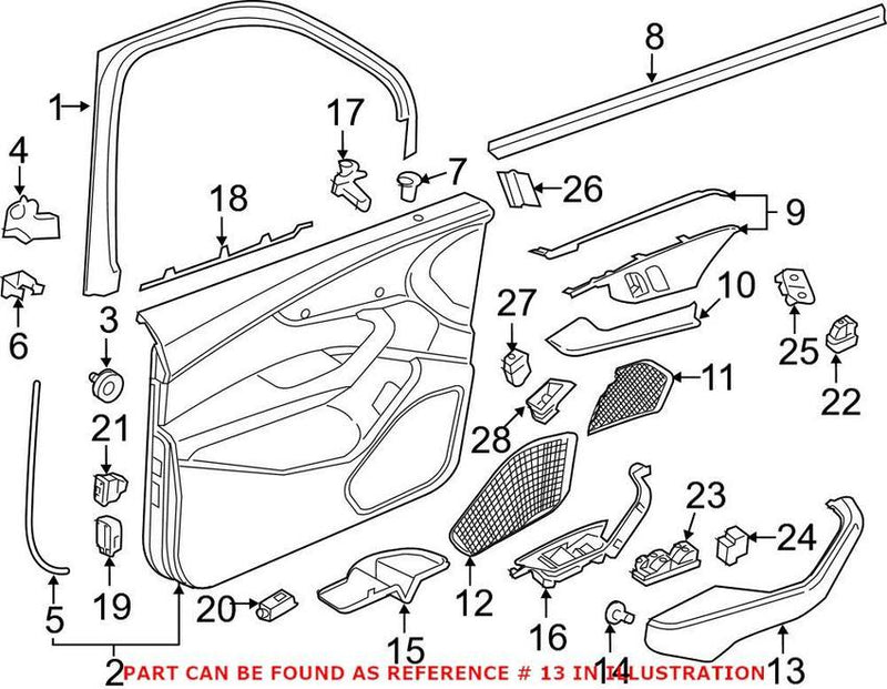 Genuine VW/Audi Interior Door Pull Handle – Front Driver Side 8W0867173AZC1
