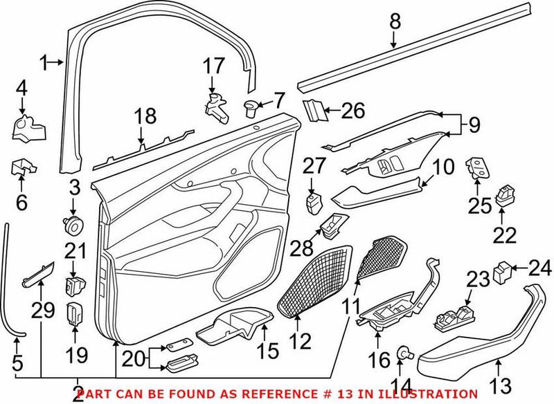 Genuine VW/Audi Door Armrest – Front Passenger Side 8W086717424A