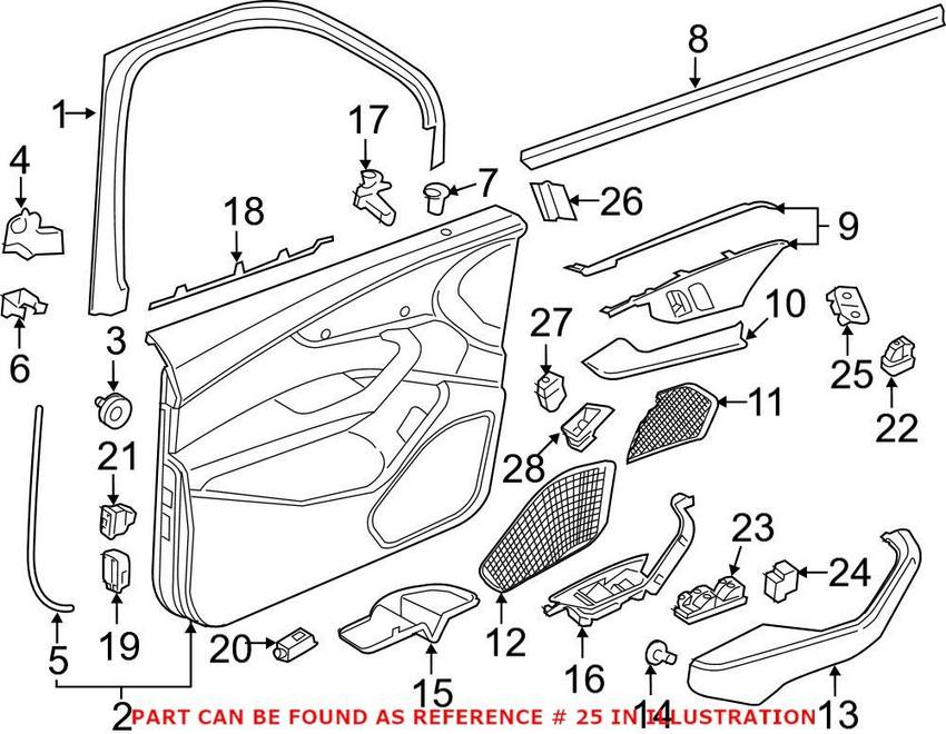 Genuine VW/Audi Door Lock Switch – Passenger Side 8W19621085PR