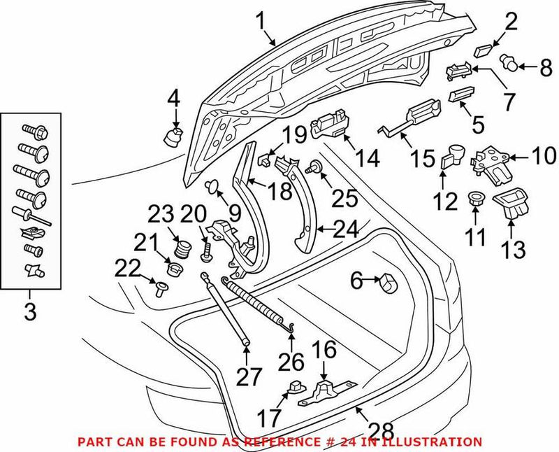 Deck Lid Hinge Cap – Passenger Side
