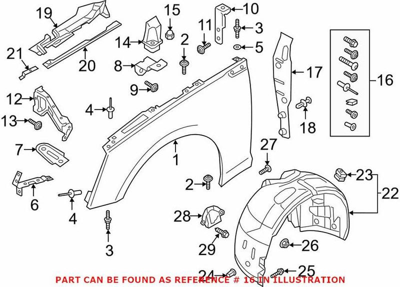 Genuine VW/Audi Fender Hardware Kit 8W6098625