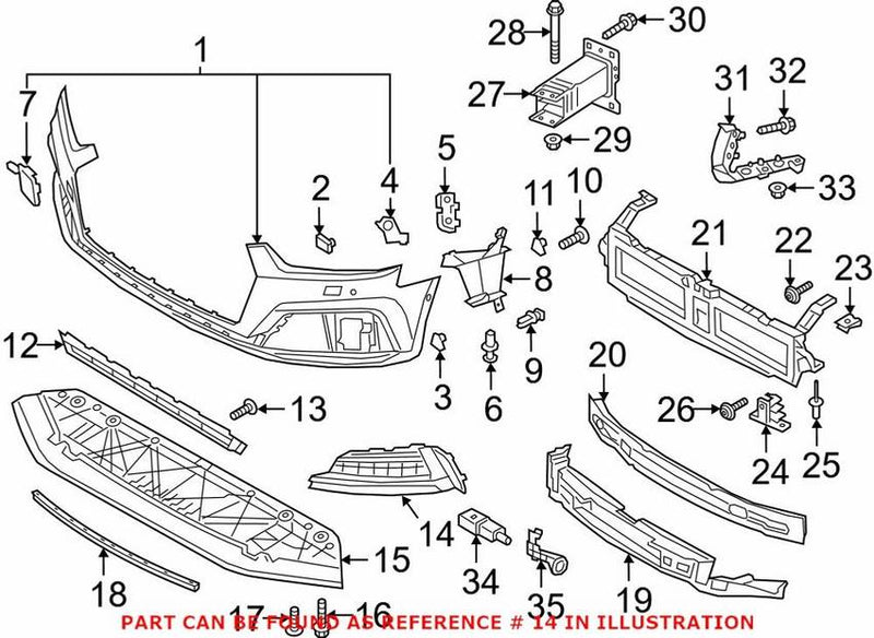 Genuine VW/Audi Grille – Front Driver Side 8W6807681JRU6