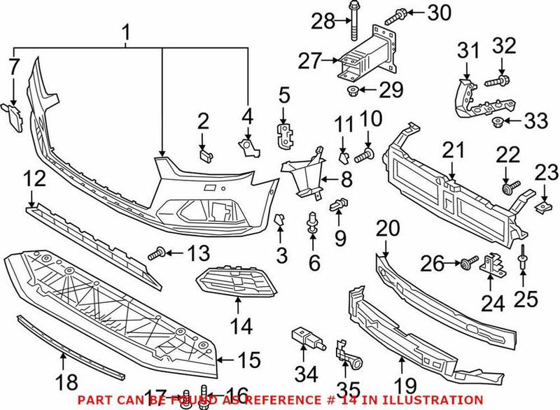 Genuine VW/Audi Grille – Front Passenger Side 8W6807682MRN4