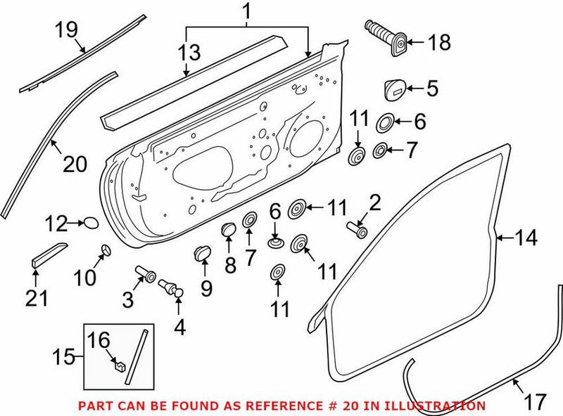 Genuine VW/Audi Door Seal – Front Driver Side Upper 8W6854543