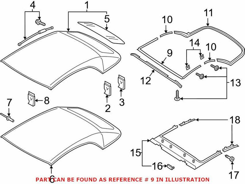 Genuine VW/Audi Convertible Top Seal – Front 8W7871631