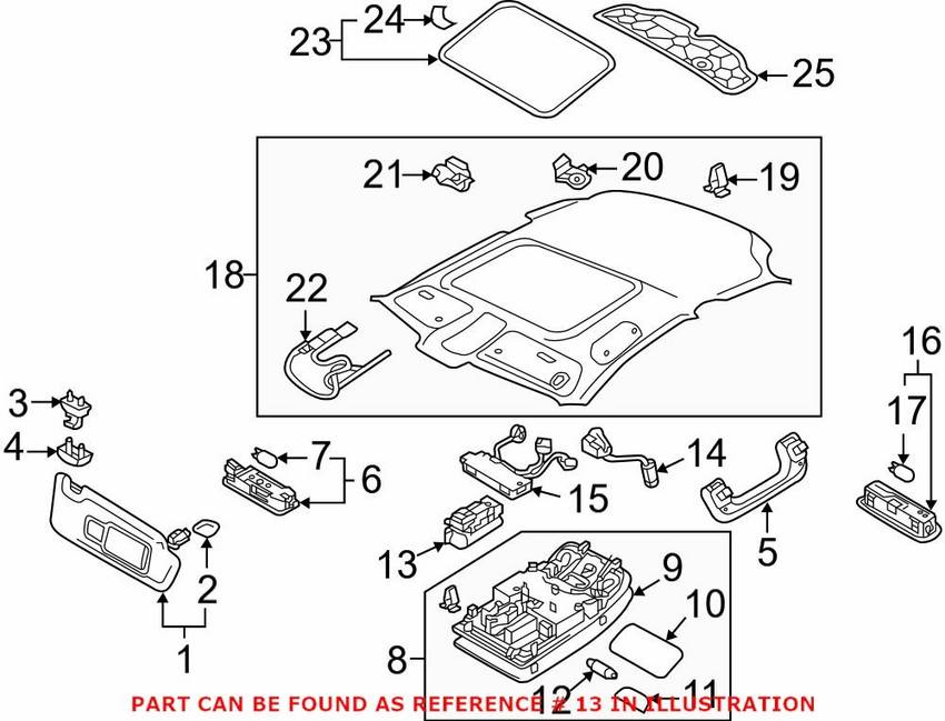 Genuine VW/Audi Sunroof Switch 8X0959613ET1