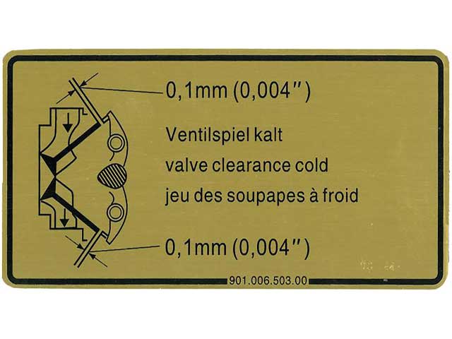 DANSK CLASSIC Valve Adjustment Decal - 1601500106