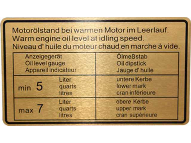 DANSK CLASSIC Engine Oil Level Decal - 1601501206
