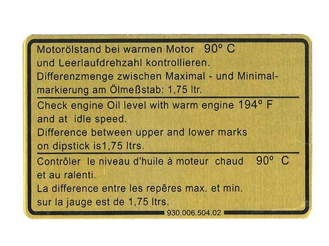 DANSK CLASSIC Engine Oil Level Decal - 1601500406